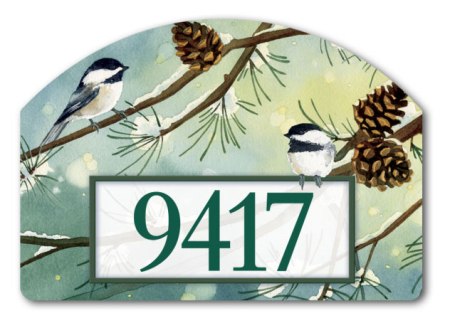 Chickadees and Pine by Lynnea Washburn